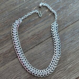 Vintage Made In Germany Silver-Toned Linked Chain Necklace